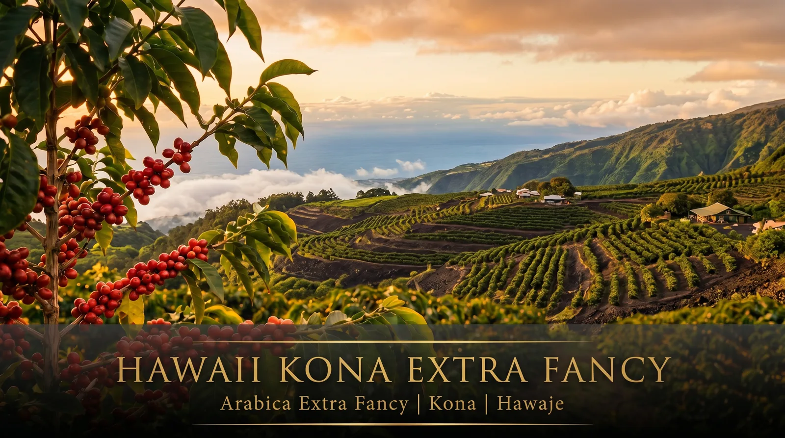 Plantacja kawy Hawaii Kona Extra Fancy – wulkaniczne zbocza Big Island, Hawaje