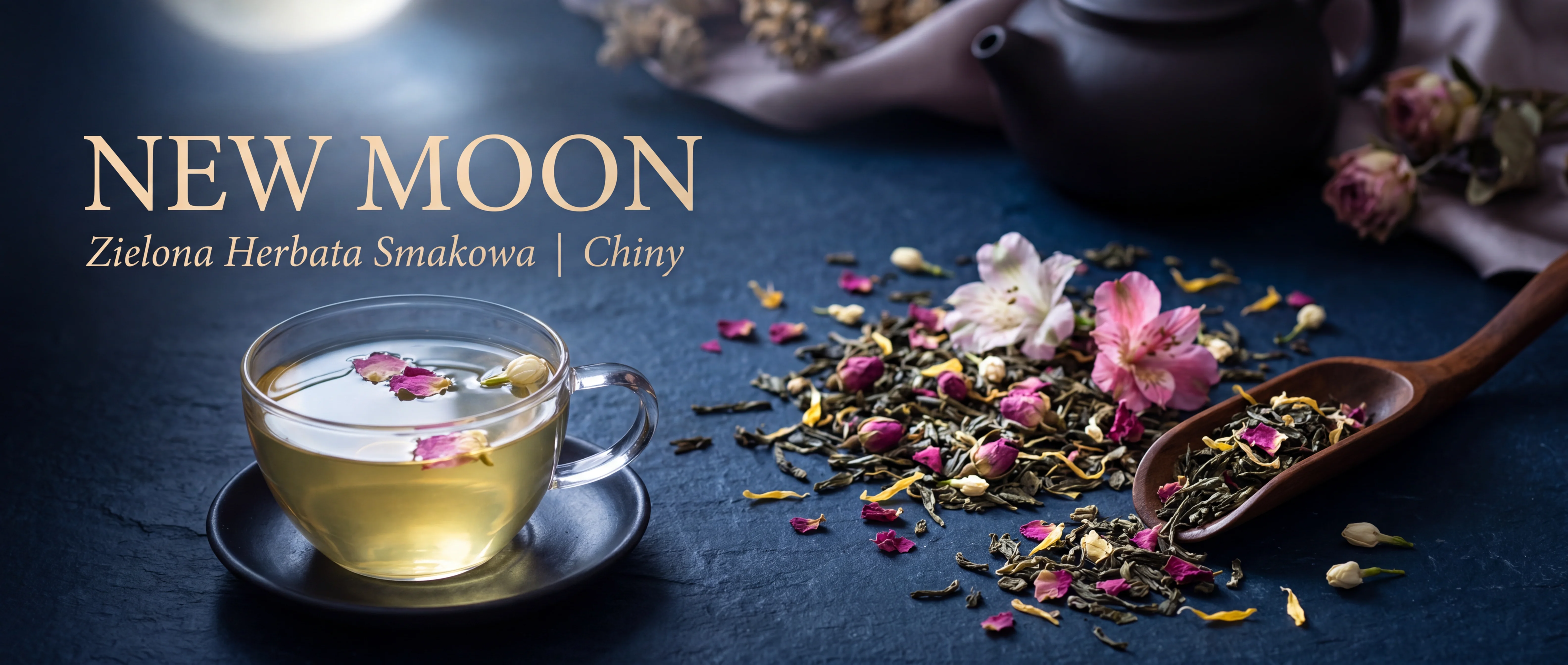New Moon – zielona herbata smakowa z płatkami kwiatów premium