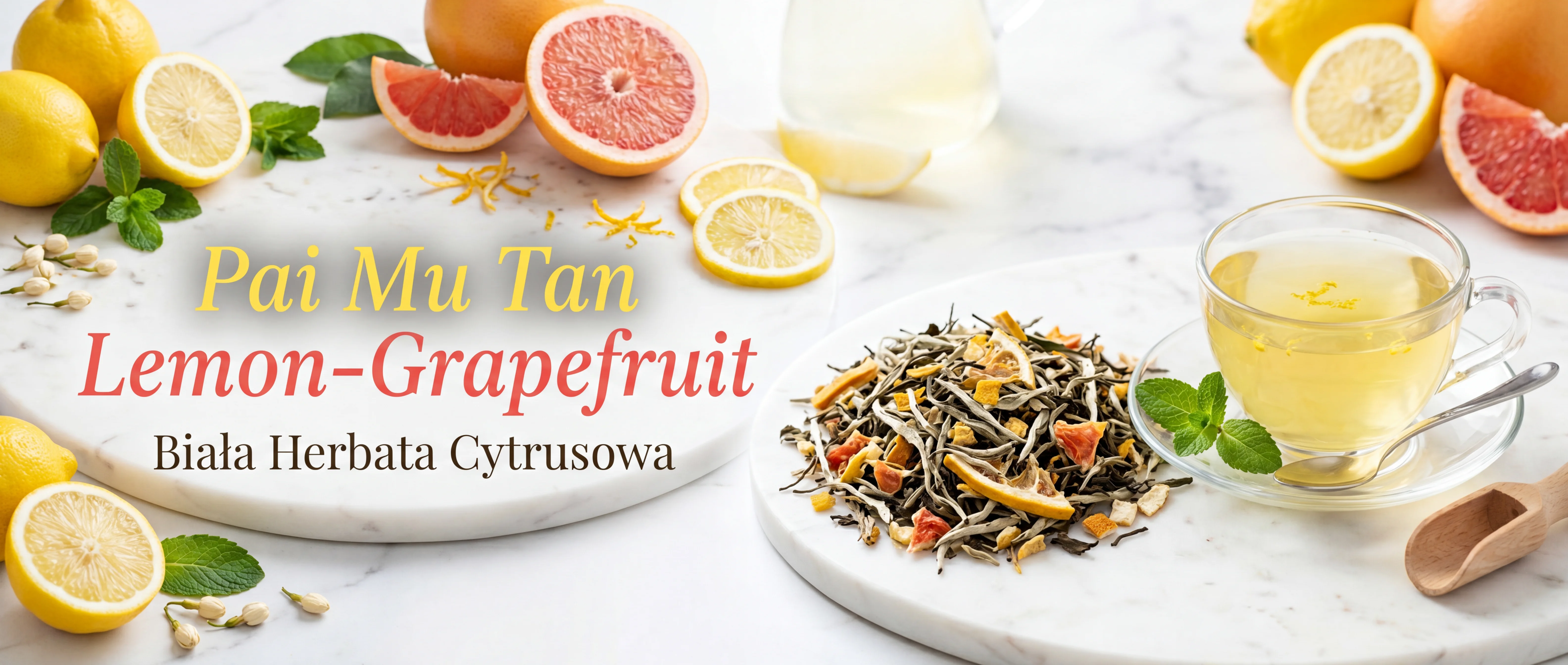 Pai Mu Tan Lemon-Grapefruit – liście białej herbaty z cytrusami premium